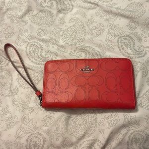 Authentic red Coach wristlet